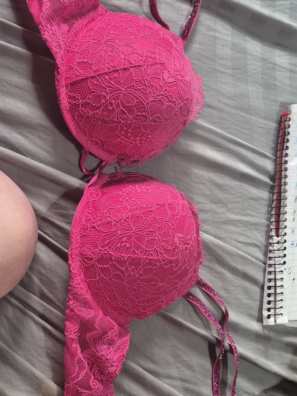 Victorias Secret Lace Push-Up Bra in Hot Pink